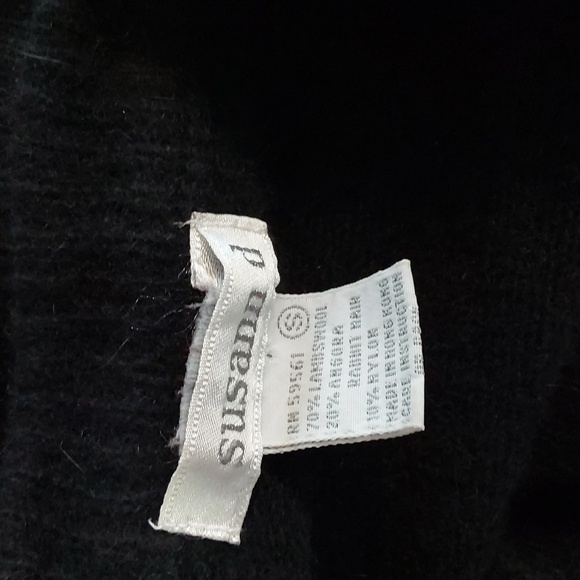 Susann d. Black Lambswool/Angora Butter Soft Button Cardigan Elegant Luxe Sz.S - Picture 8 of 9